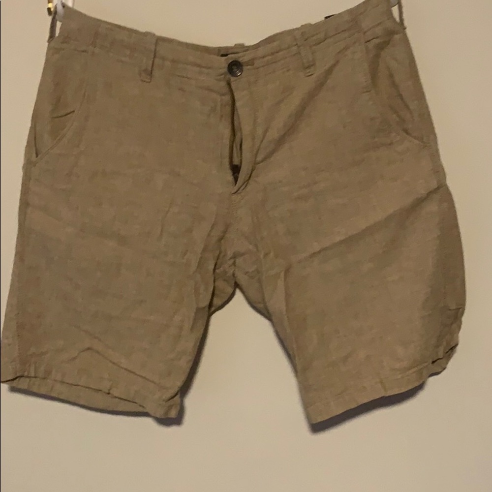 Tan linen express shorts